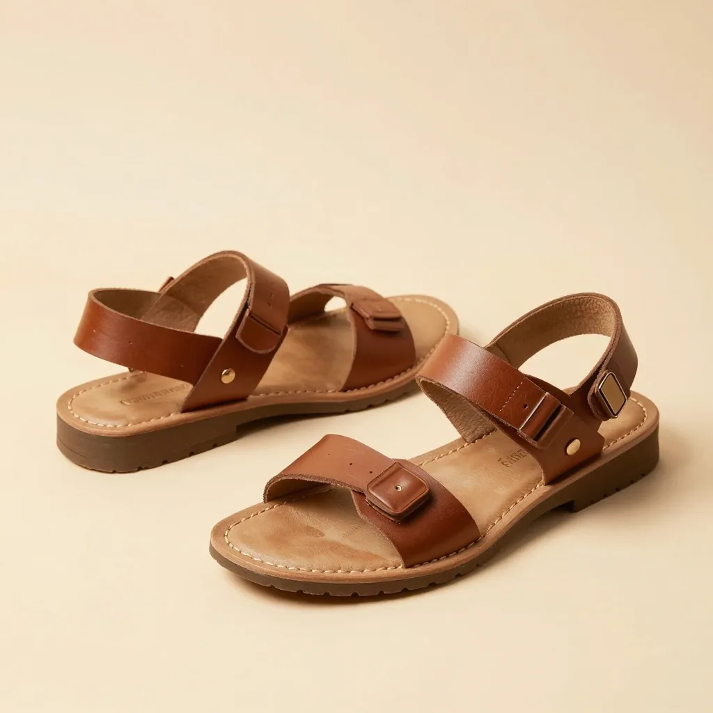 Two pairs of leather huarache sandals on a light background